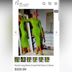 Mewmew lime green rhinestone dress